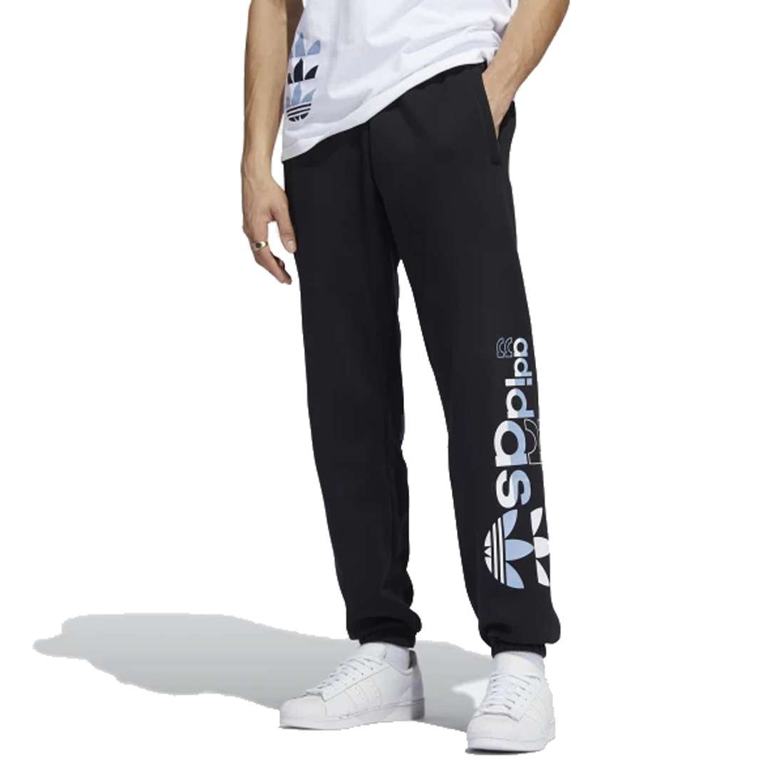 adidas Originals Men's LOGO PLAY SWEAT PANTS ,H33611 , Black / Ambient Sky