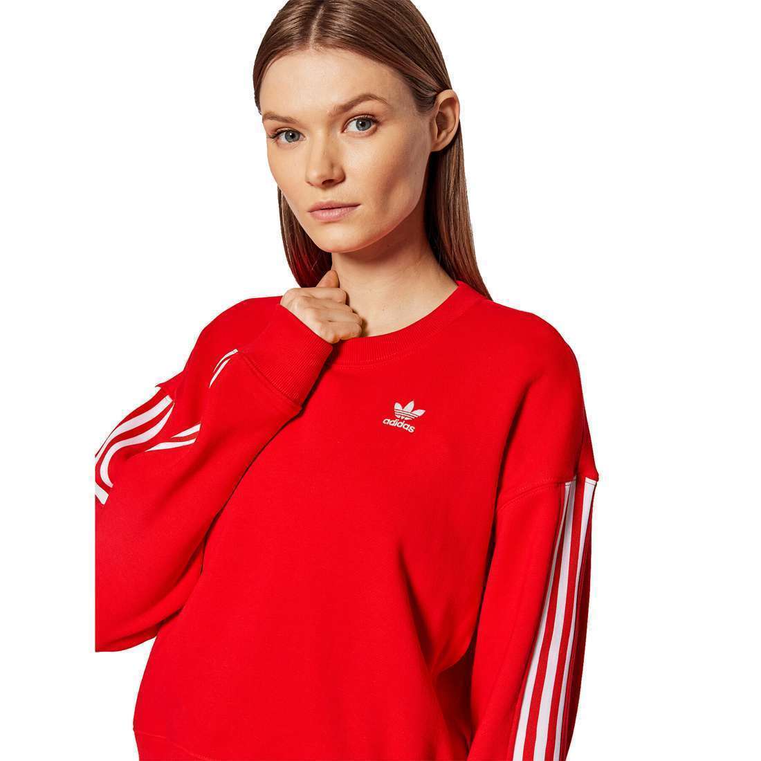 adidas Originals Women's ADICOLOR CLASSICS SWEATSHIRT , HC2603, Vivid Red