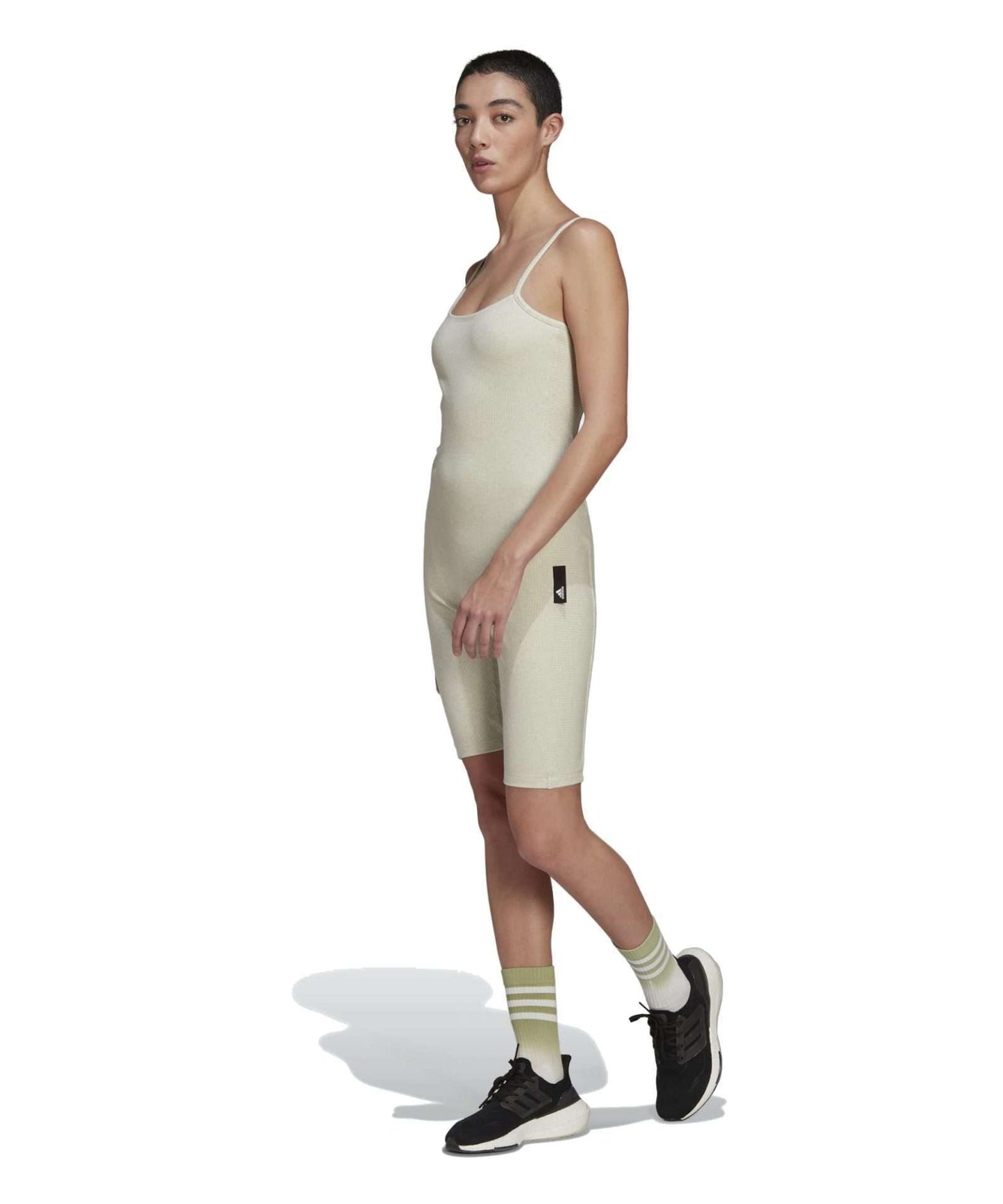 adidas Women's STUDIO LOUNGE RIB JUMPSUIT , HE4146, Botanic Green Mel