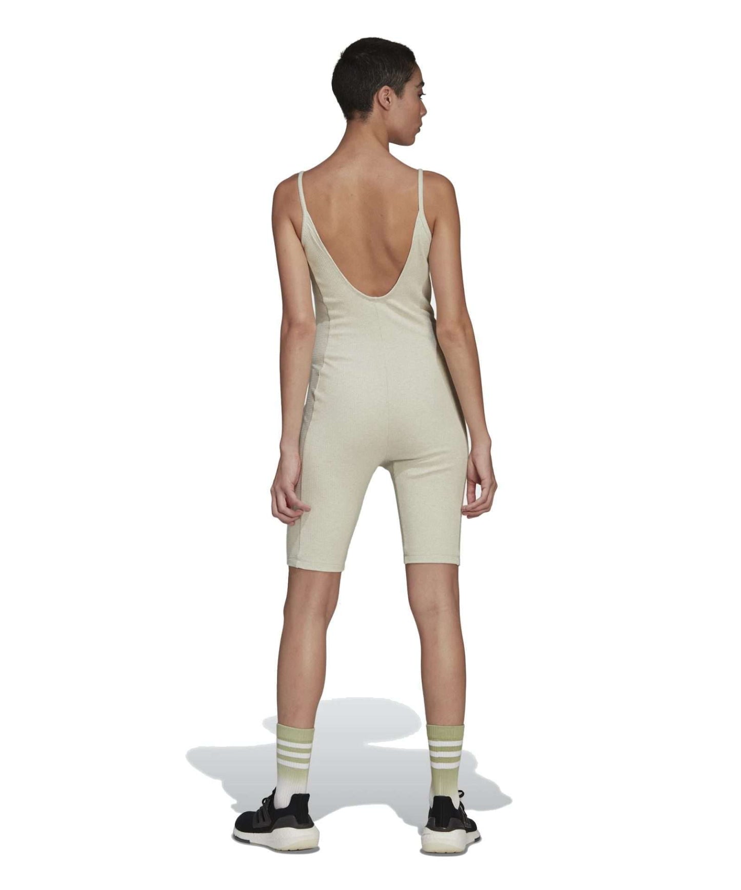 adidas Women's STUDIO LOUNGE RIB JUMPSUIT , HE4146, Botanic Green Mel