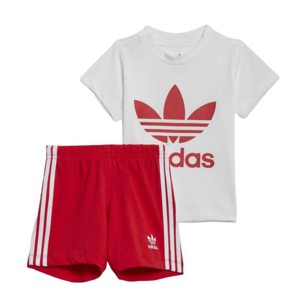 A front view of the adidas Originals Unisex Baby Trefoil Shorts Tee and Toddler T Shirt Set in a vibrant color