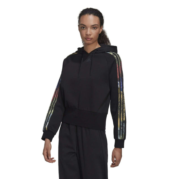adidas WOMEN'S ESSENTIALS 2 ALLOVER PRINT HOODIE , HM5278, Ecru Tint / Multicolor / Purple Met.