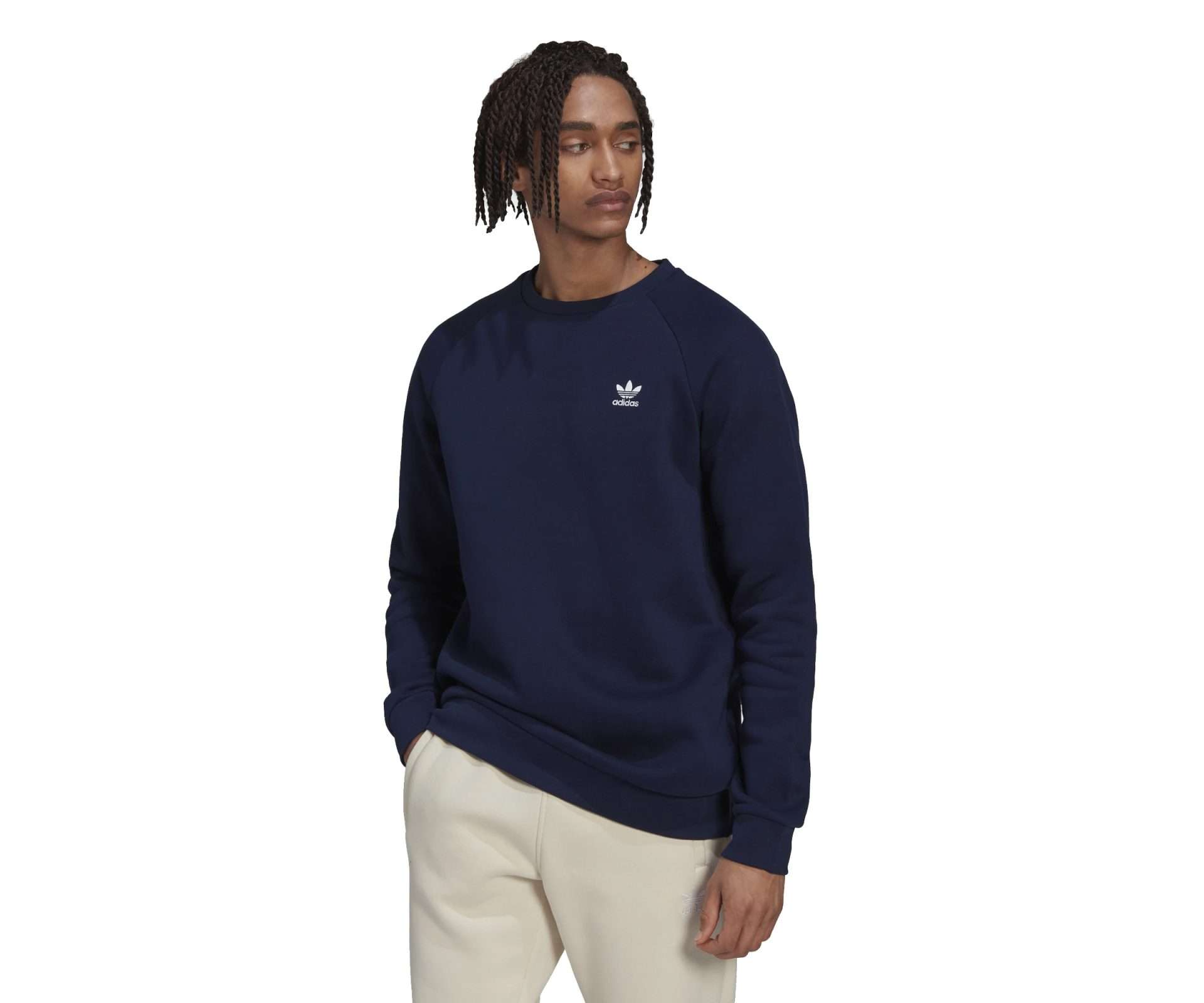 adidas Originals Men's Adicolor Essentials Trefoil Crewneck Sweatshirt , HK0089, Night Indigo