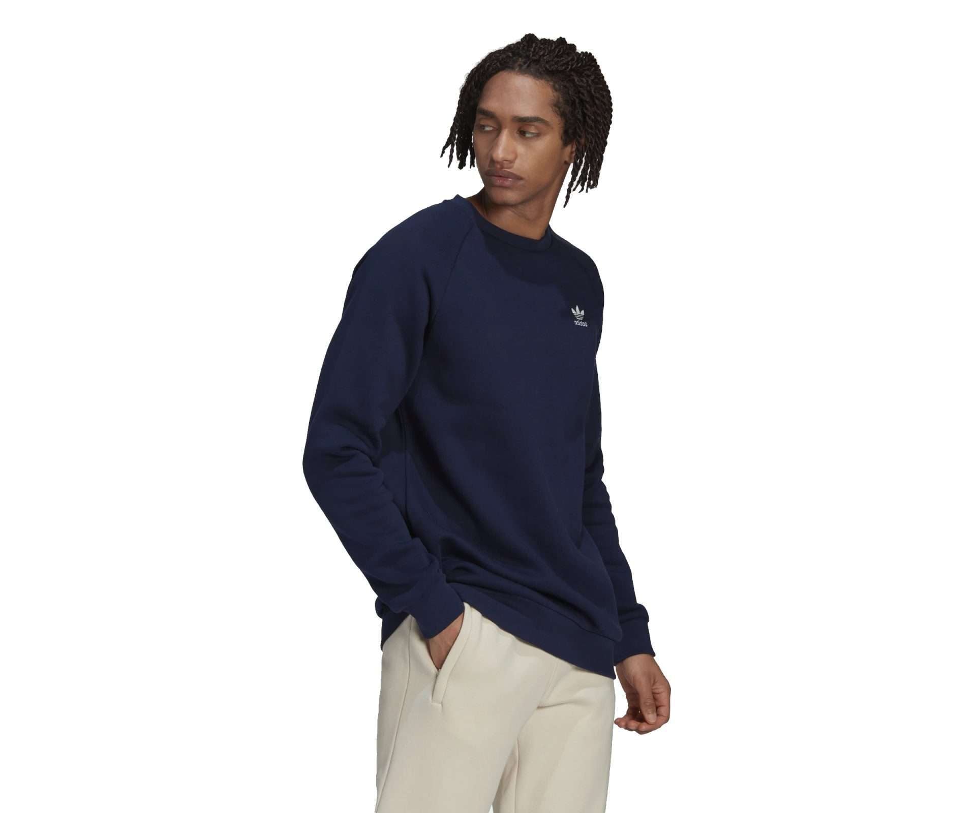 adidas Originals Men's Adicolor Essentials Trefoil Crewneck Sweatshirt , HK0089, Night Indigo