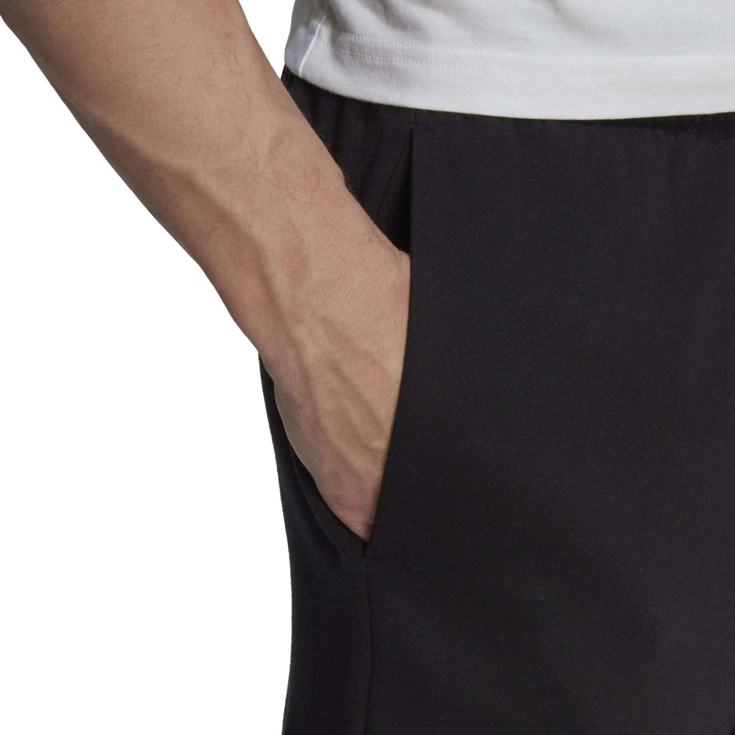 adidas Men's ESSENTIALS FLEECE REGULAR TAPERED CARGO PANTS , HL2232, Black / White
