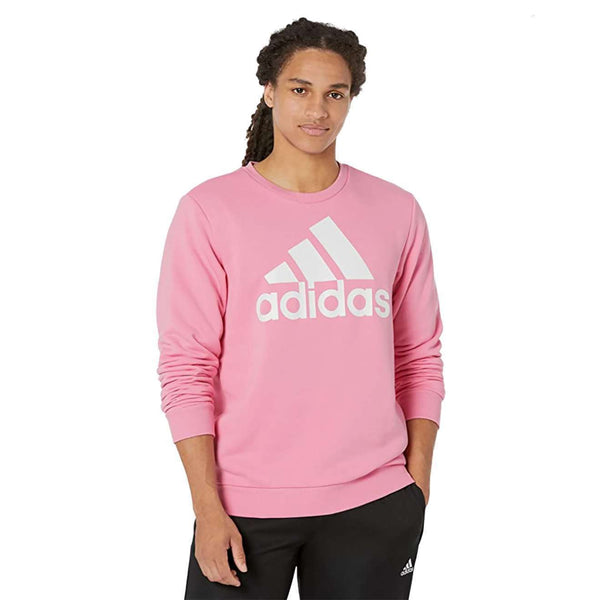 adidas Men's Essentials Big Logo Fleece Sweatshirt , HL2305, Bliss Pink/White