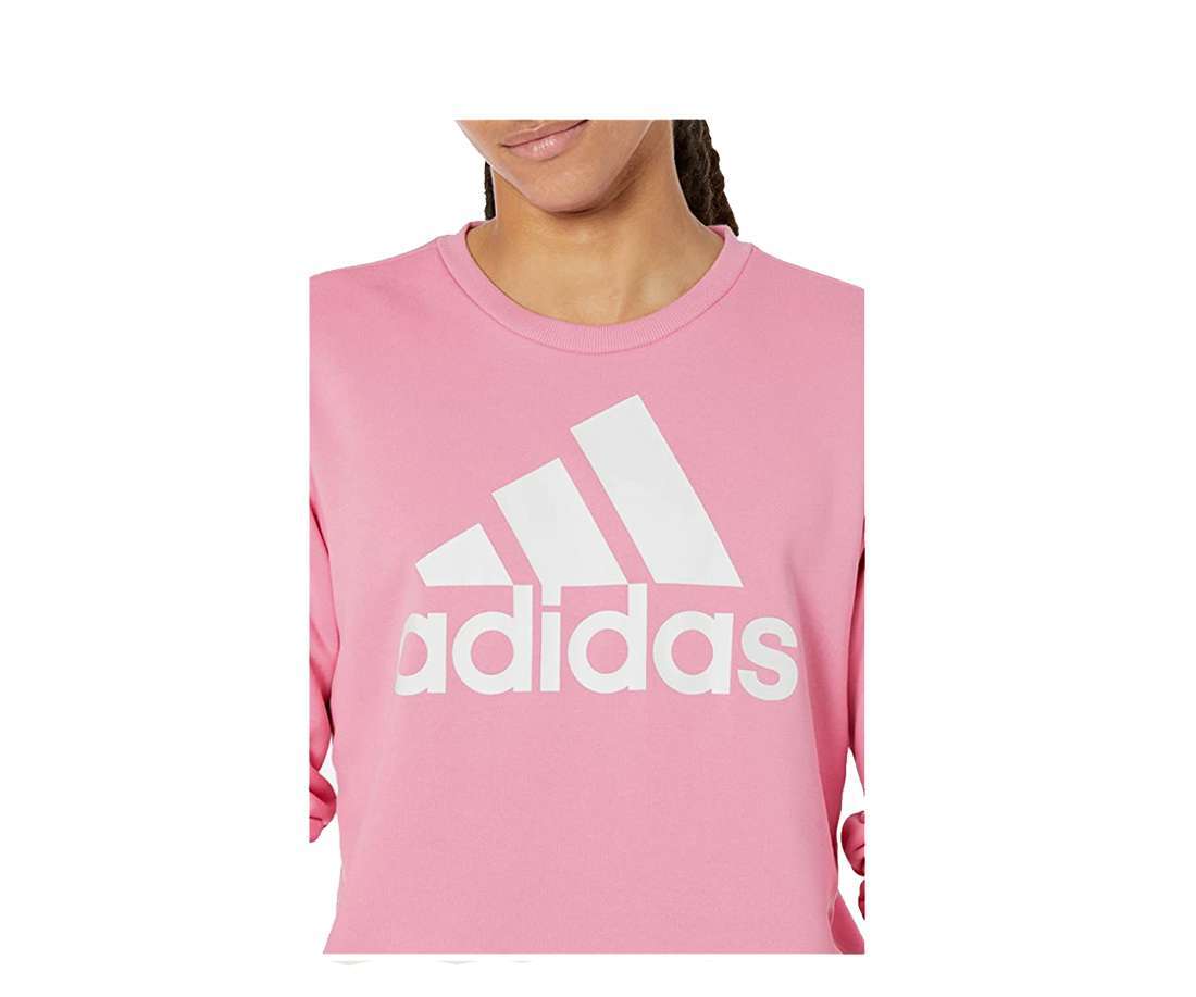 adidas Men's Essentials Big Logo Fleece Sweatshirt , HL2305, Bliss Pink/White