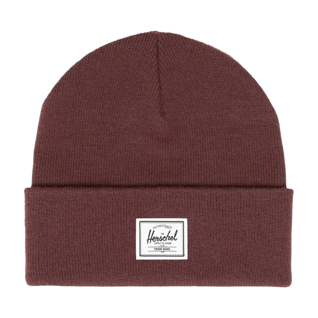Herschel Elmer beanie with a cuffed knit design, soft fabric, and logo patch, suitable for everyday cold-weather wear.