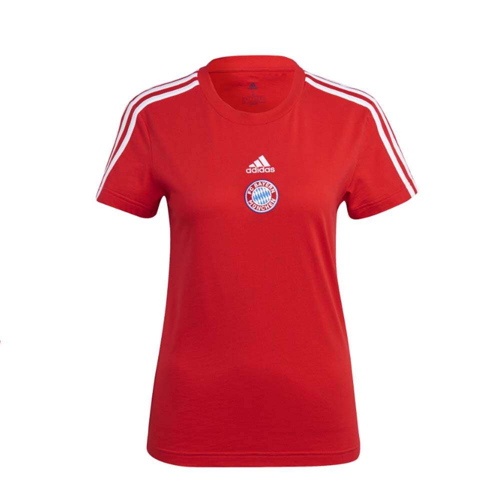 adidas Women's FC Bayern 3 Stripes Tee - Red/White