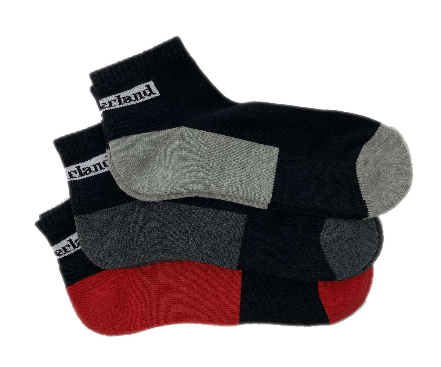 Timberland Cushioned Quarter Crew Socks 3 pack 43TB294052TD-001 Blk