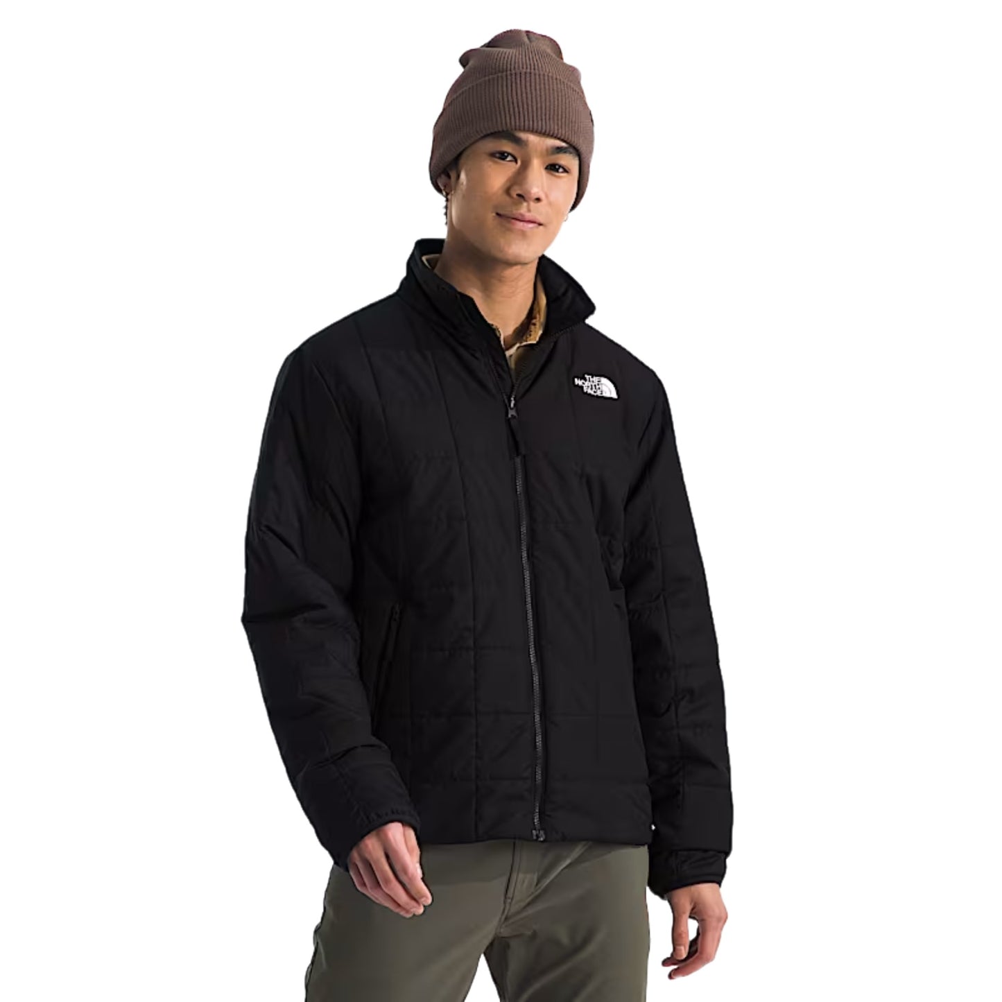 The North Face Men’s Junction Insulated Jacket in black with full-zip front, stand collar, and embroidered logo on chest.