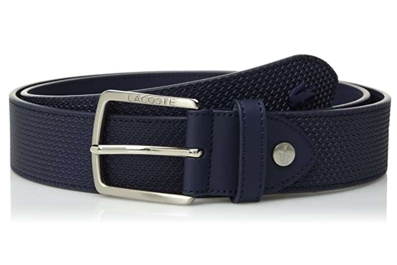 Lacoste Men's Classic Logo Embossed Buckle Belt #RC1663-000-T110 Black