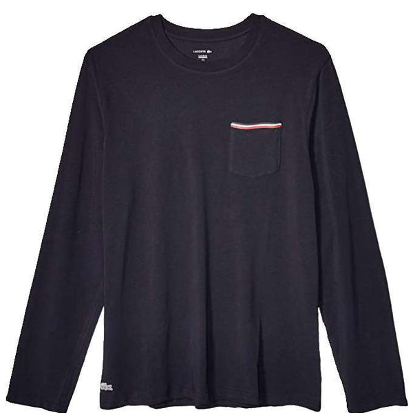 Lacoste Men's Long Sleeve Cotton Crewneck T-Shirt (Night Sky Blue)