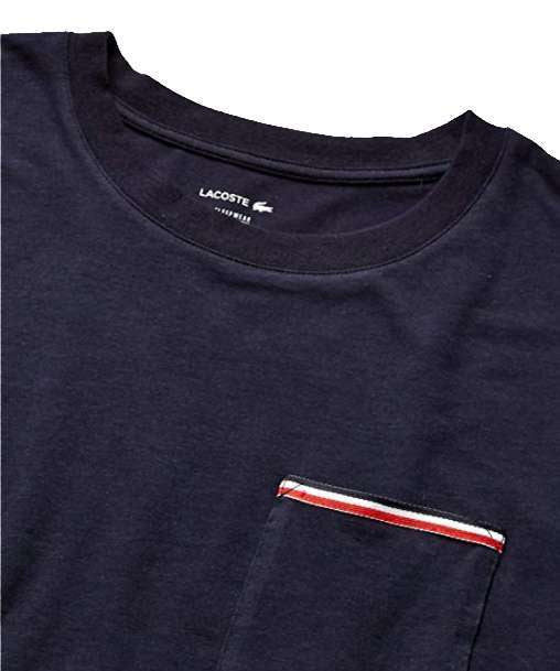 Lacoste Men's Long Sleeve Cotton Crewneck T-Shirt (Night Sky Blue)
