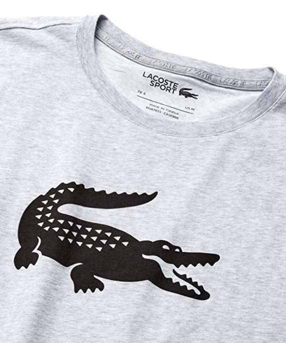 Lacoste Men's Sport Short Sleeve Ultra Dry Croc Graphic T-Shirt - Silver Heather / Black (TH3377-51-Y5J )