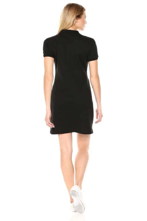 Lacoste Women's Short Sleeve Slim Fit Stretch Pique Polo Dress (Black)