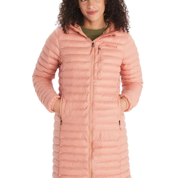 Marmot Women's Echo Featherless Long Jacket , M13215, Rose Gold Shiny