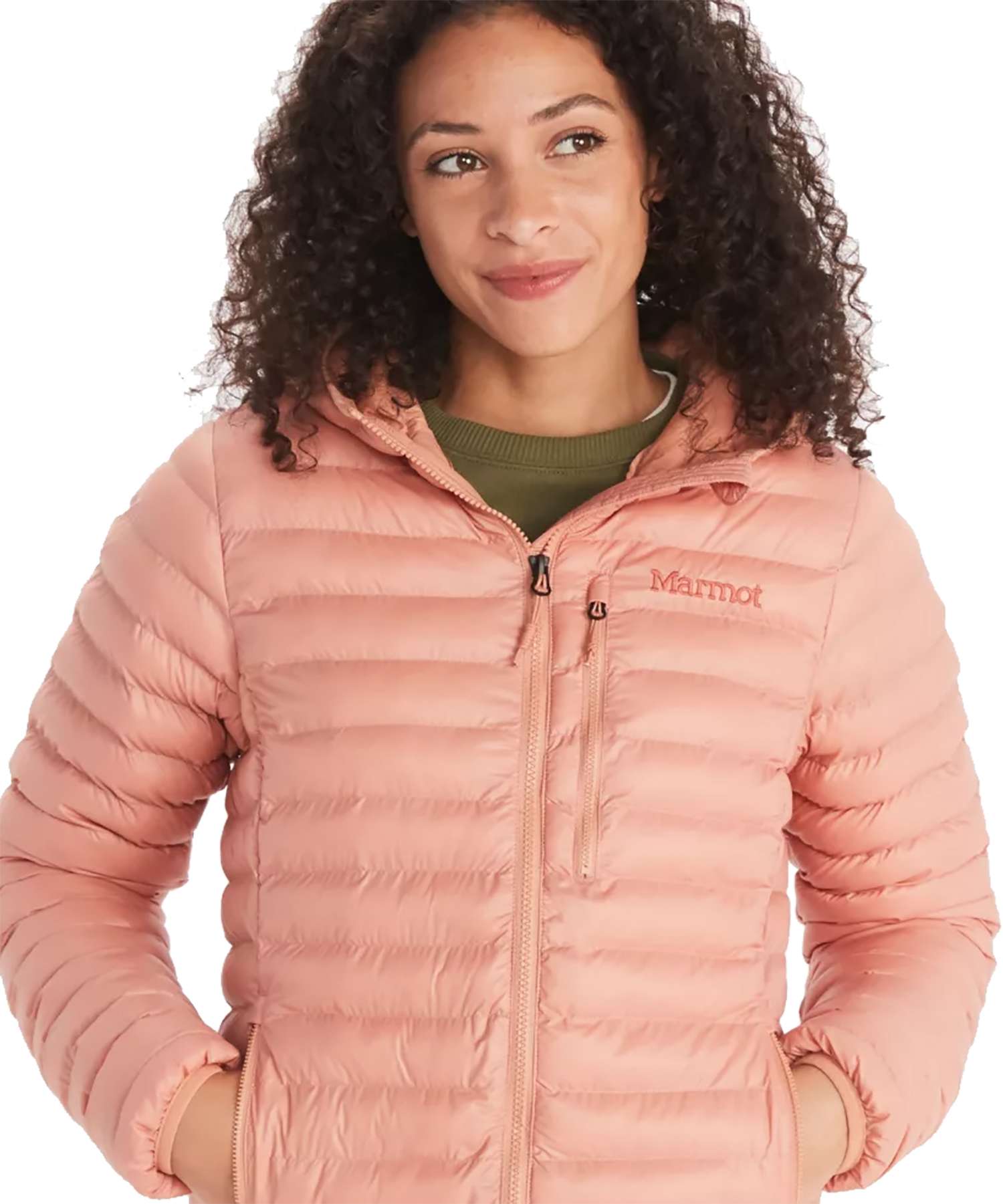 Marmot Women's Echo Featherless Long Jacket , M13215, Rose Gold Shiny