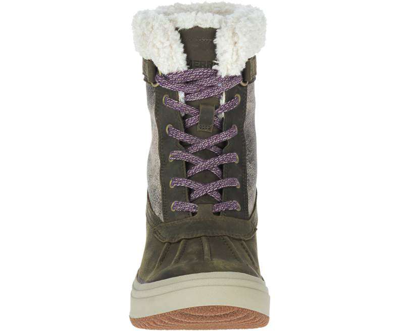 Merrell Women's Haven Mid Lace Polar Waterproof Boots - Olive J001862