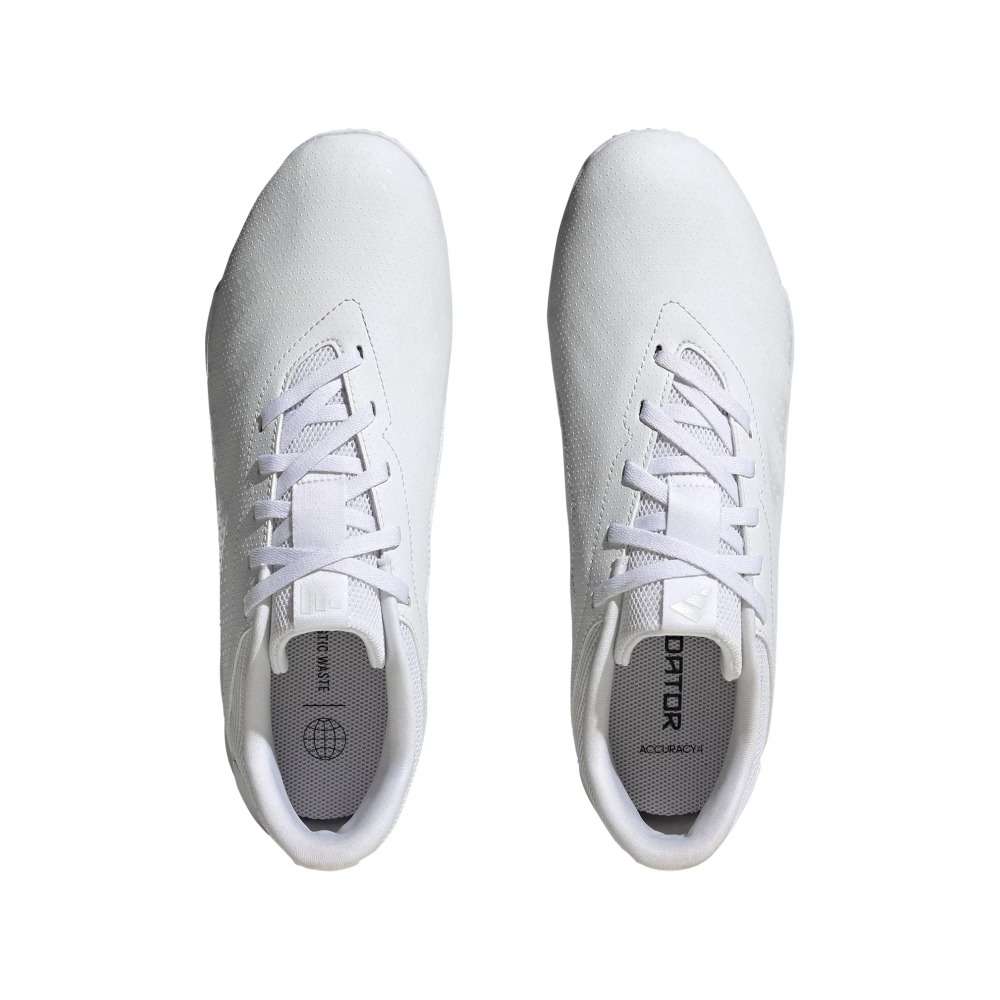 A pair of white Adidas Predator Accuracy.4 Indoor Sala Soccer Shoes.