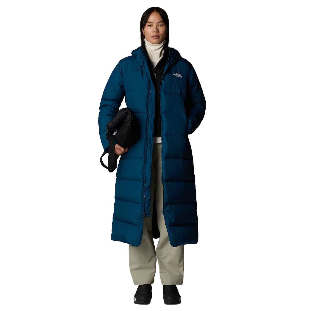 The North Face Women's Triple C Parka, long insulated winter coat with down fill, designed for warmth and style in cold weather.