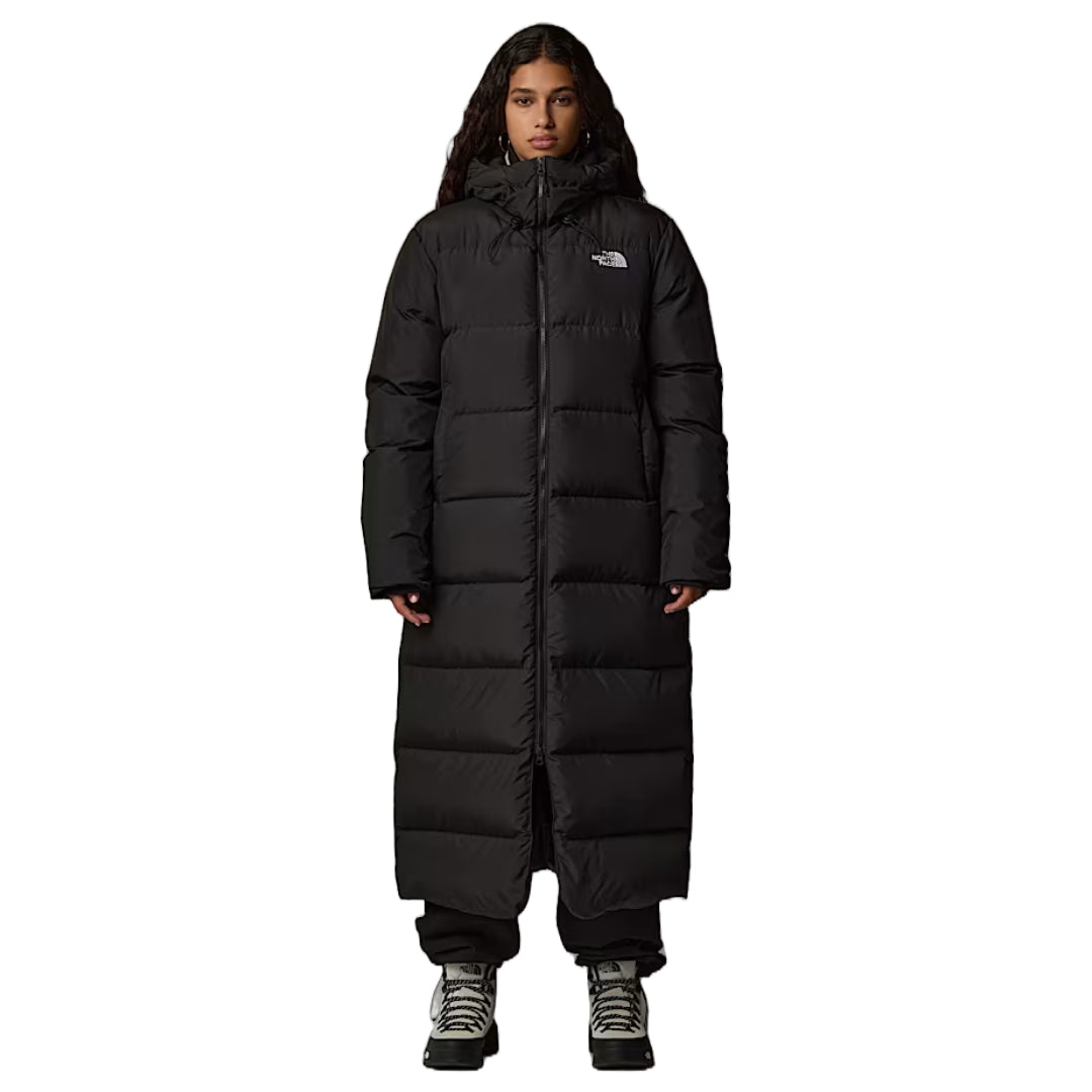 The North Face Women's Triple C Parka, long insulated winter coat with down fill, designed for warmth and style in cold weather.