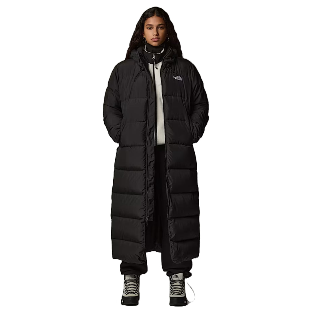 The North Face Women's Triple C Parka, long insulated winter coat with down fill, designed for warmth and style in cold weather.