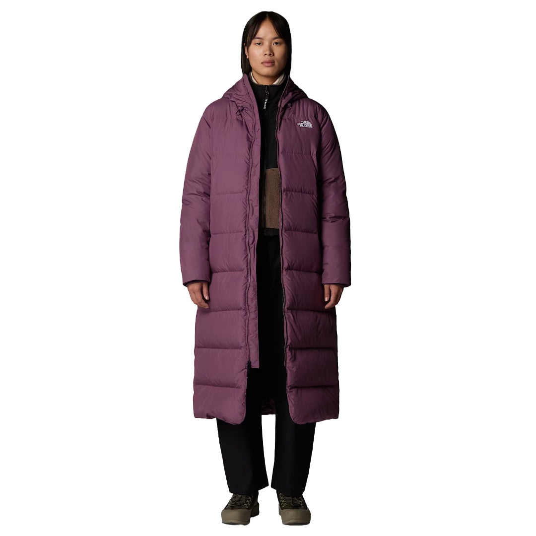 The North Face Women's Triple C Parka, long insulated winter coat with down fill, designed for warmth and style in cold weather.