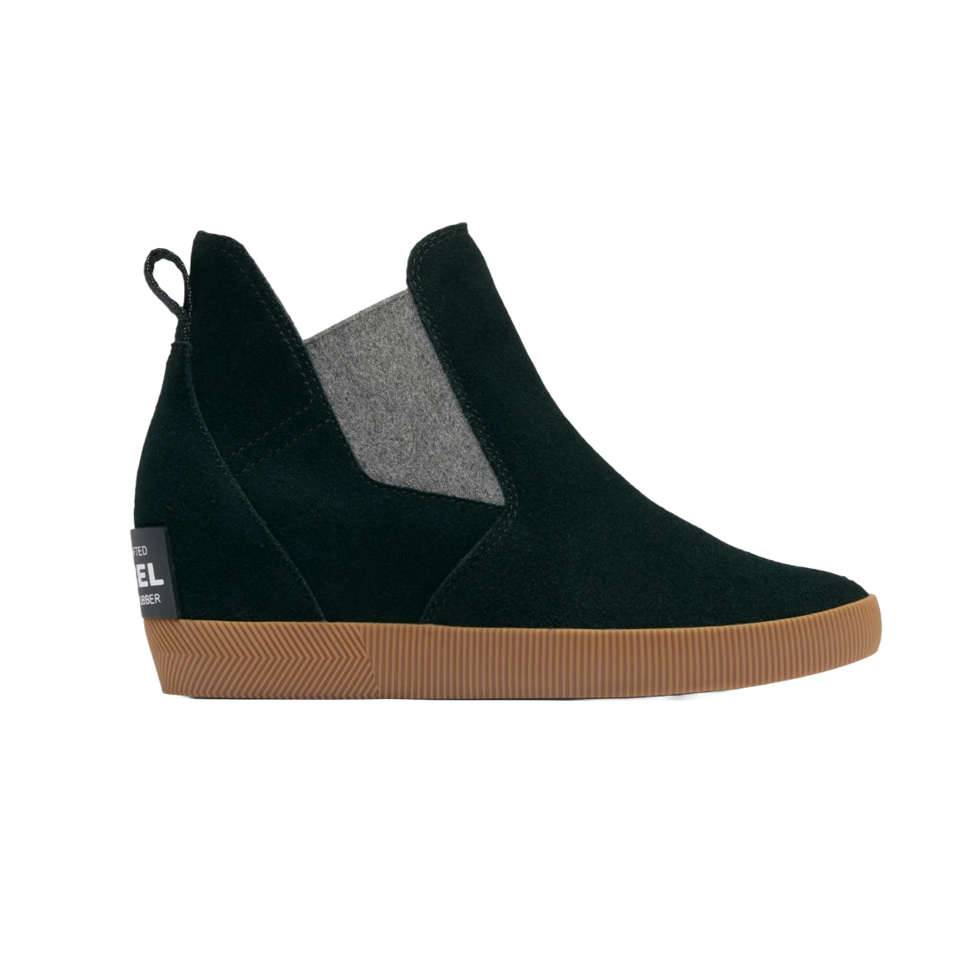 Sorel Women's Out N About Slip-On Wedge Boot in black with a stylish design and comfortable fit.