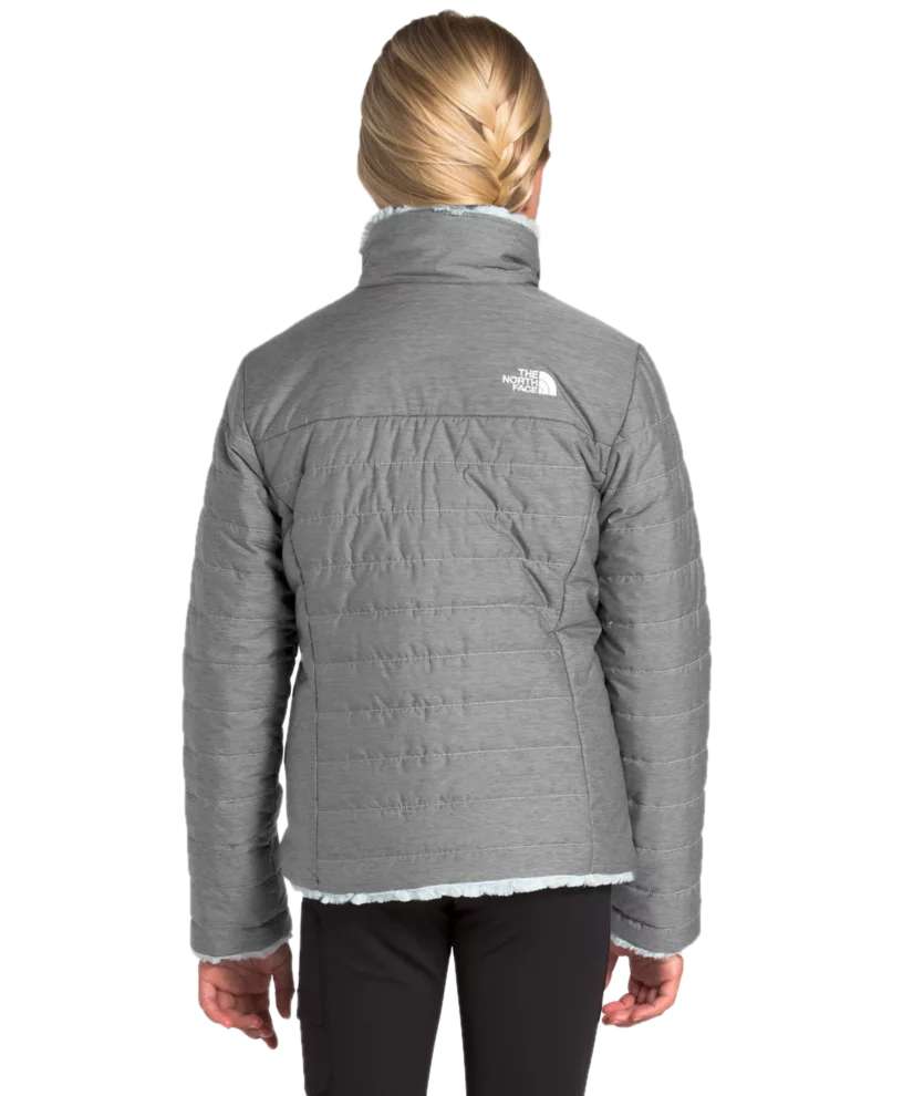 The North Face Girls' Mossbud Swirl Reversible Jacket (TNF Medium Grey Heather)