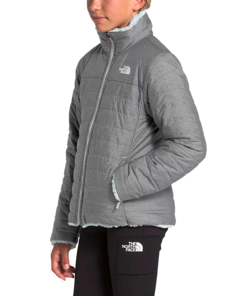 The North Face Girls' Mossbud Swirl Reversible Jacket (TNF Medium Grey Heather)