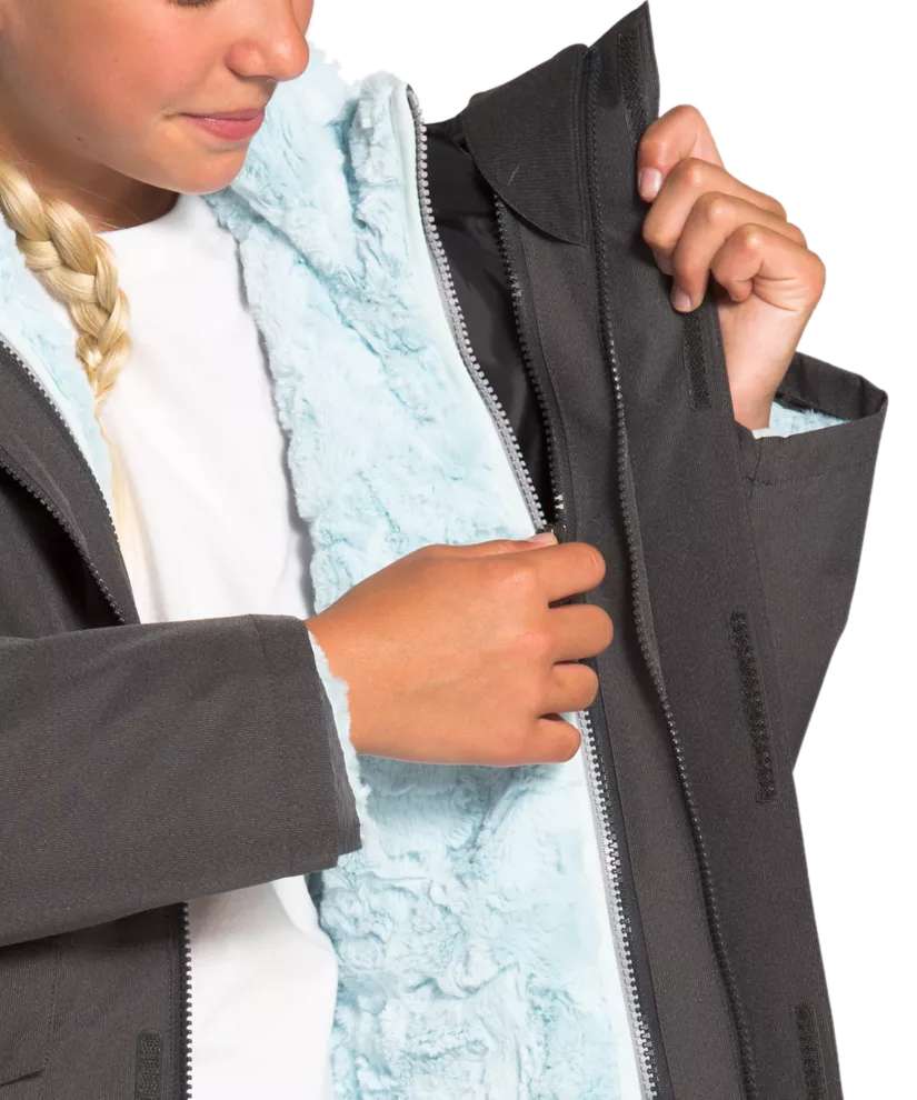 The North Face Girls' Mossbud Swirl Reversible Jacket (TNF Medium Grey Heather)