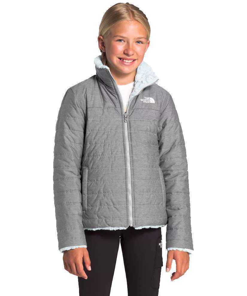The North Face Girls' Mossbud Swirl Reversible Jacket (TNF Medium Grey Heather)