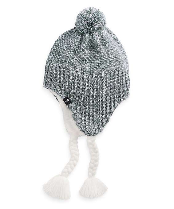 North Face Girl's Purrl Stitch Earflap Beanie #NF0A4VTFN3N Gardenia White