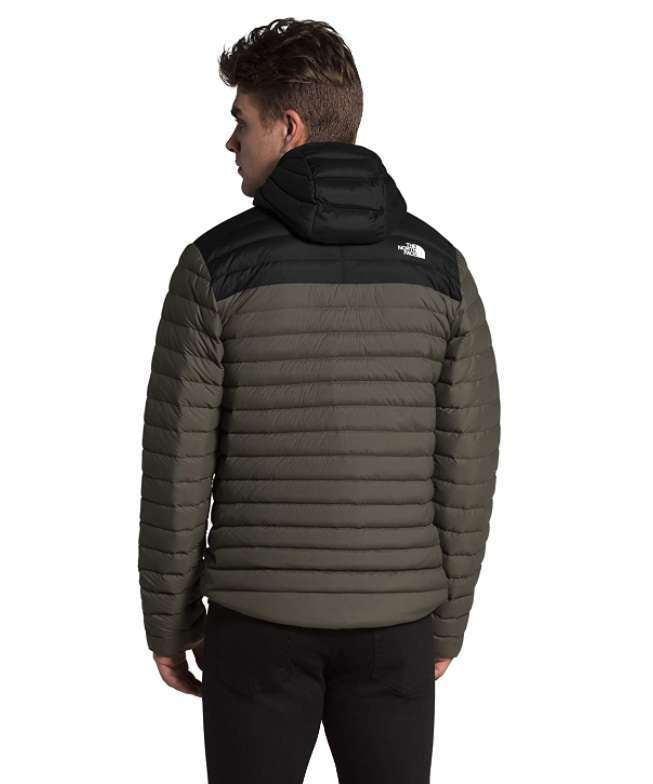 North Face Men's Stretch Down Insulated Hooded Jacket #NF0A3Y55BQW New Taupe Green-TNF Black