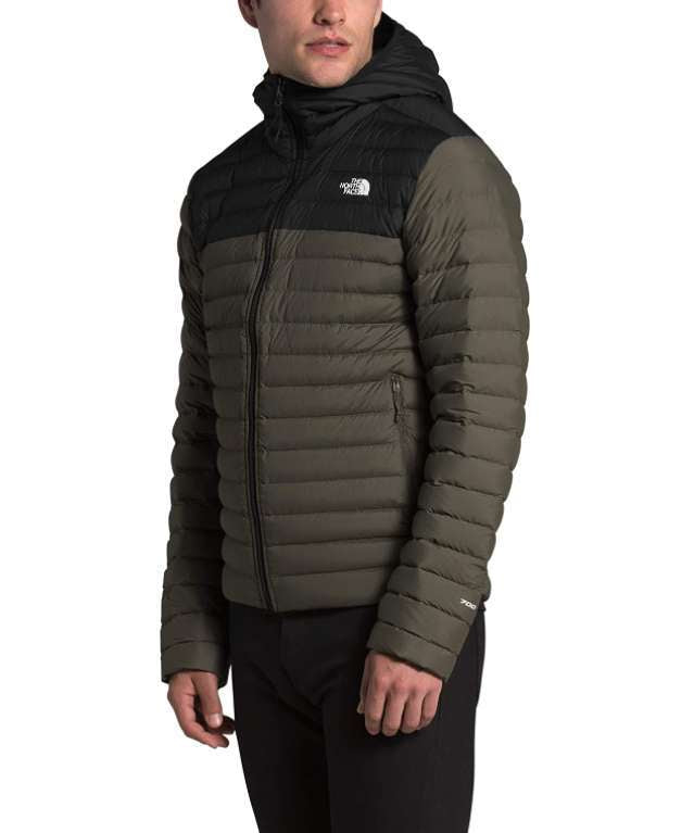 North Face Men's Stretch Down Insulated Hooded Jacket #NF0A3Y55BQW New Taupe Green-TNF Black