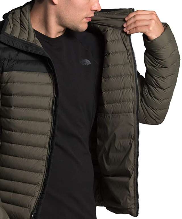 North Face Men's Stretch Down Insulated Hooded Jacket #NF0A3Y55BQW New Taupe Green-TNF Black