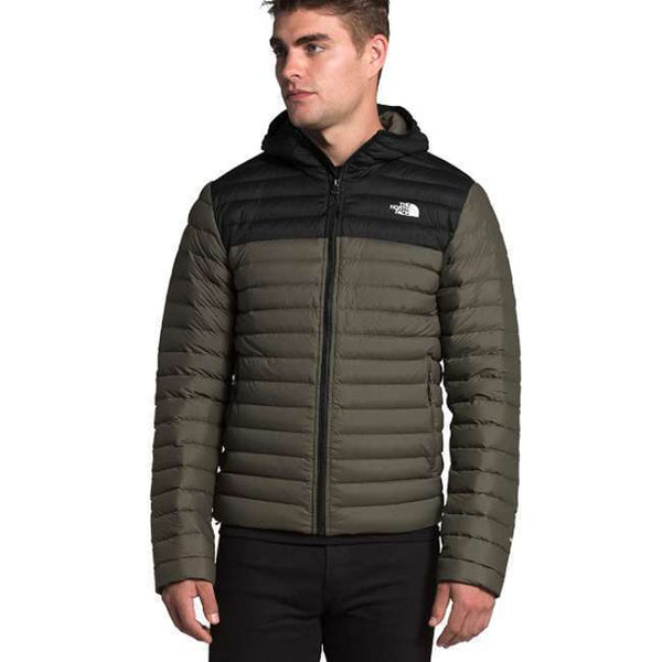 North Face Men's Stretch Down Insulated Hooded Jacket #NF0A3Y55BQW New Taupe Green-TNF Black