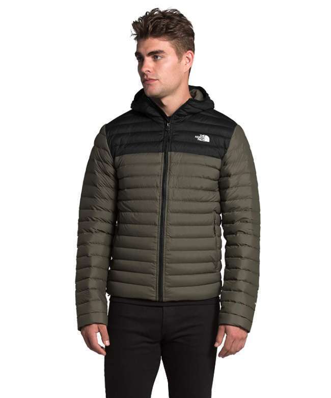 North Face Men's Stretch Down Insulated Hooded Jacket #NF0A3Y55BQW New Taupe Green-TNF Black