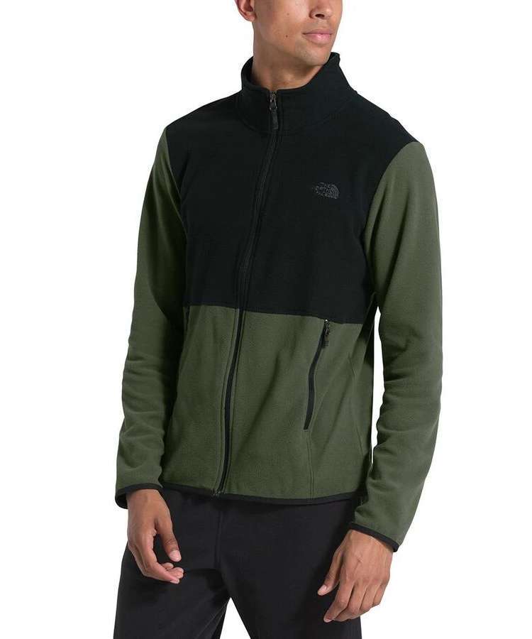 North Face Men’s TKA Glacier Full-Zip Fleece Jacket #NF0A4JCBQW New Taupe Green/TNF Black