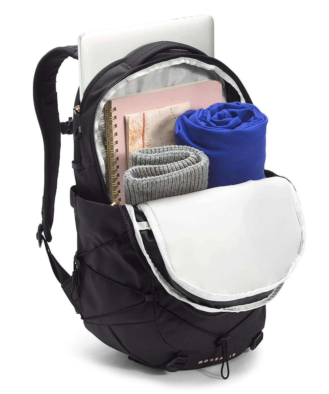 North Face Women's Borealis Backpack #NF0A52SIWBW TNF Black Heather Burnt Coral Metallic