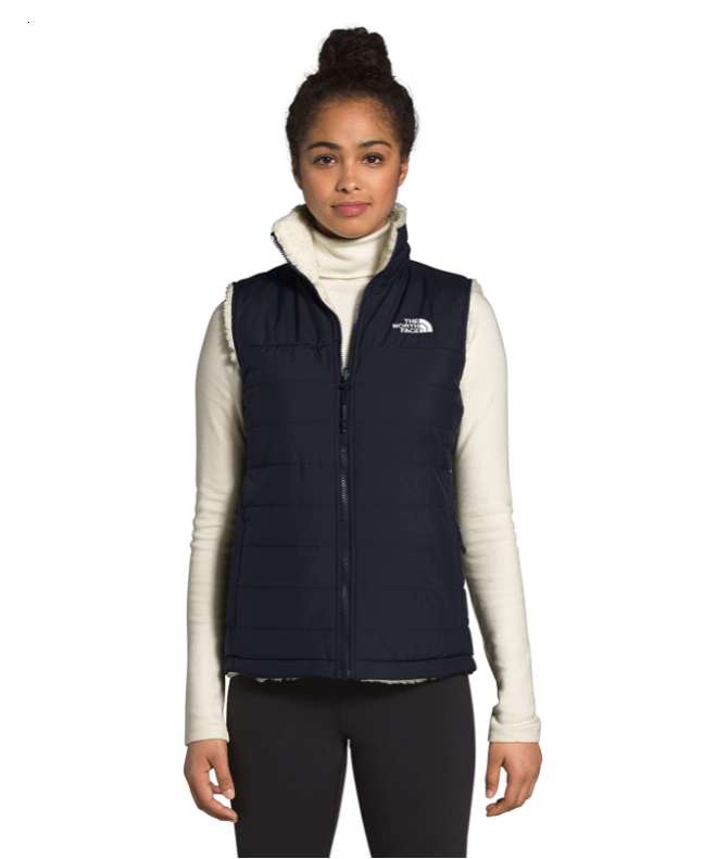 North Face Women’s Mossbud Insulated Reversible Vest #NF0A4R3GSJ2 Aviator Navy Vintage White