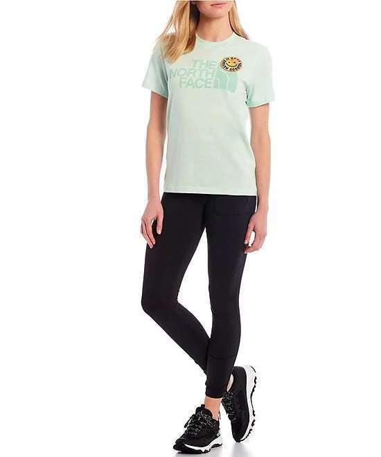 North Face Women's Short Sleeve Patches T-Shirt #NF0A5A4BWC7 Misty Jade