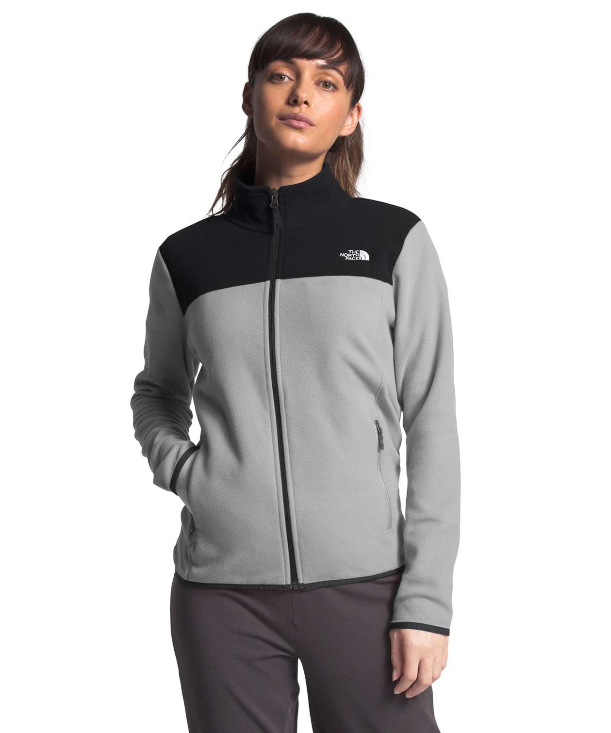 The North Face Women's TKA Glacier Full-Zip Jacket (Mid Grey/TNF Black) NF0A48KJDLL