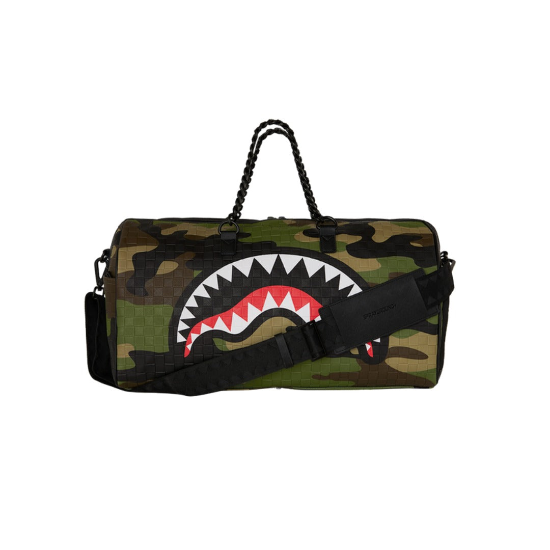 SPRAYGROUND Woodland Camo Check Chain Large Duffle