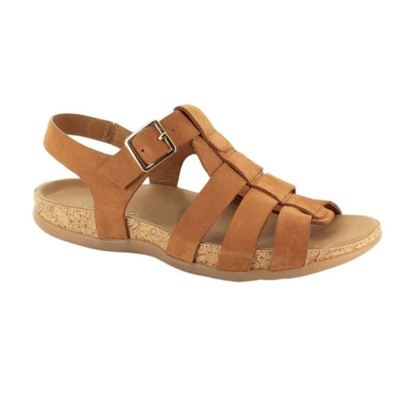 Strive Women's Cristal sandal with shimmer leather upper, contoured footbed, and adjustable straps for stylish support