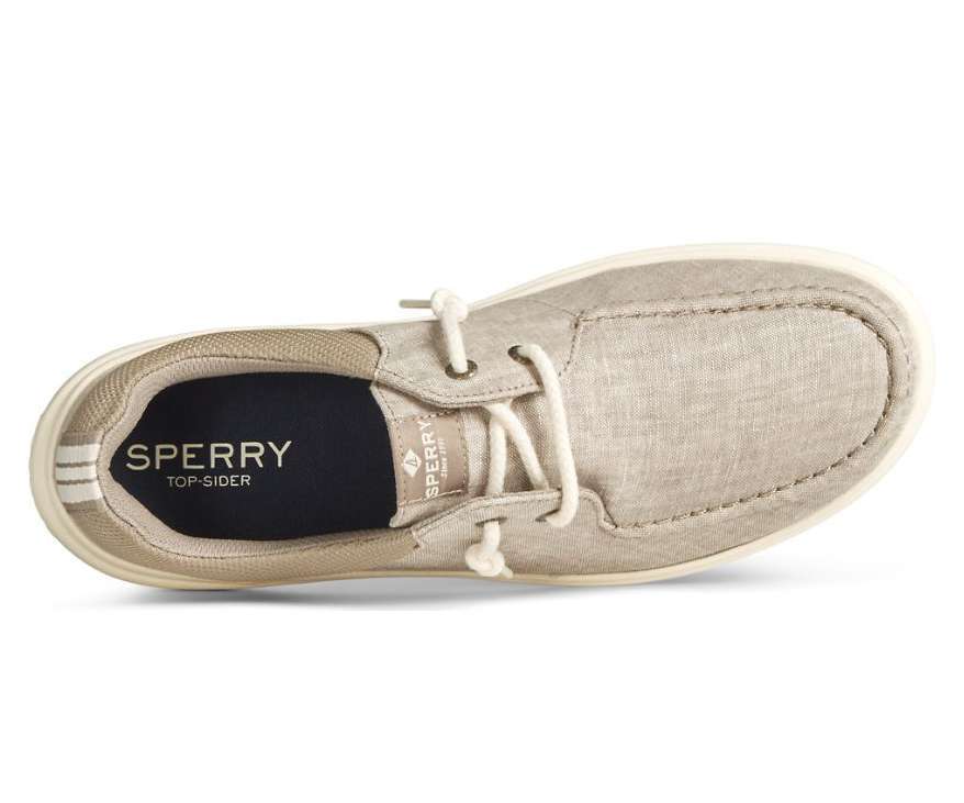 Sperry Men's Captain's Moc Chambray Slip On Shoes STS24086 Khaki