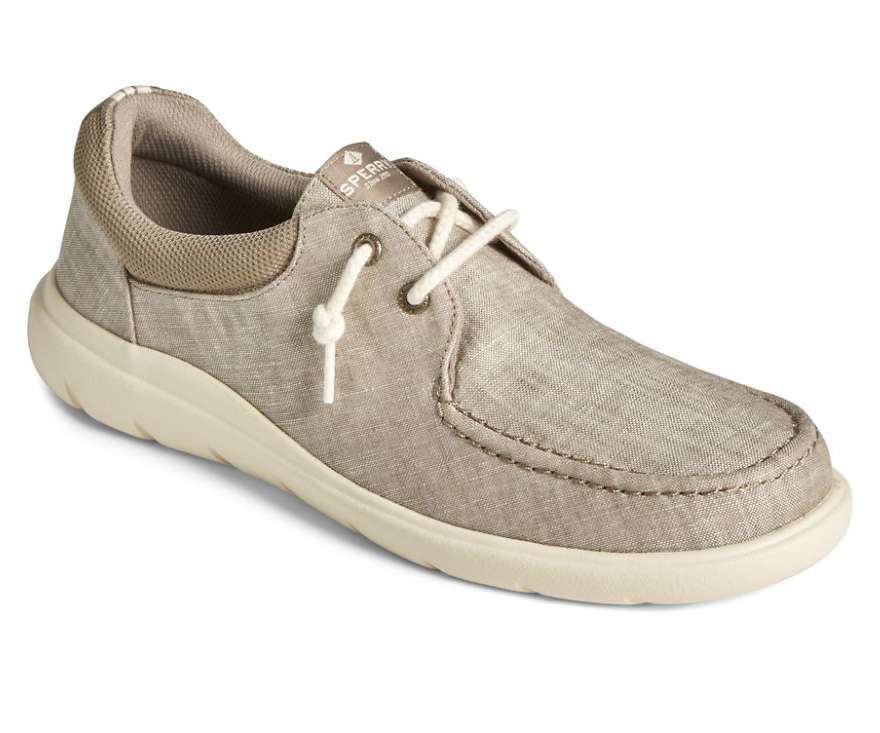 Sperry Men's Captain's Moc Chambray Slip On Shoes STS24086 Khaki