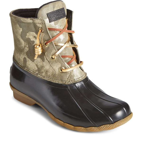 Sperry Women's Saltwater Metallic Camo Duck Boot STS86694 OLIVE
