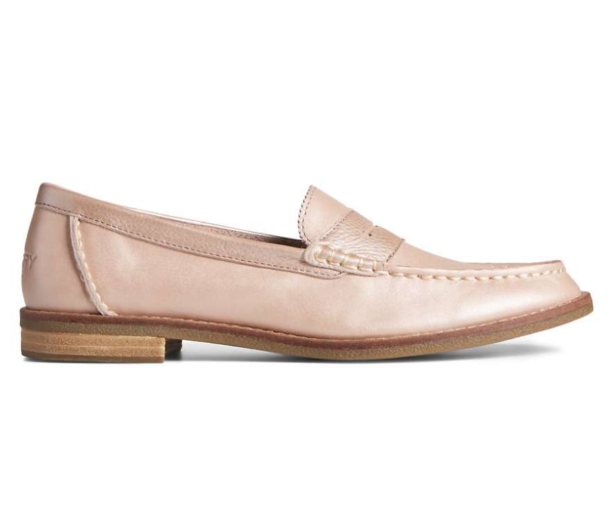 Sperry Women's Seaport Penny Pearlized Loafer STS87299 Pearl Grey